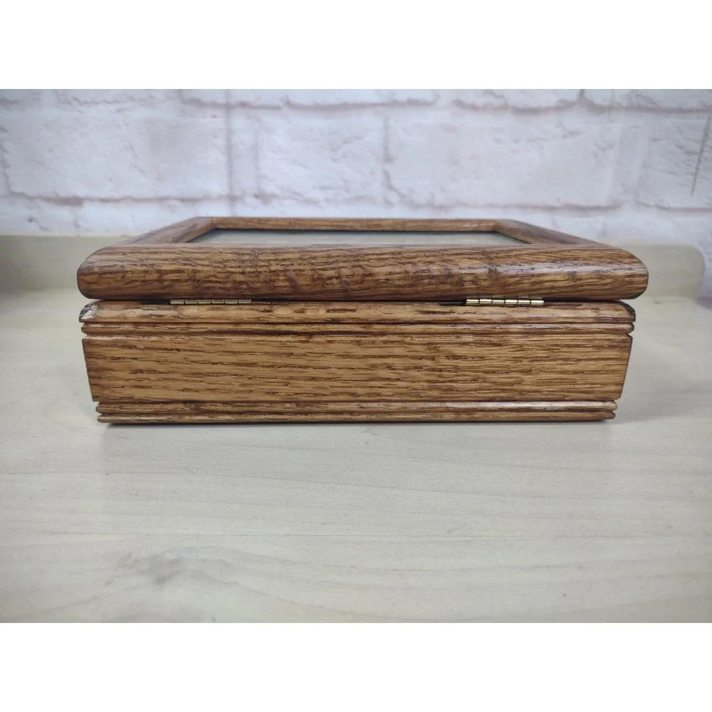 Wooden Storage Box 4x6 Picture Photo Organizer Case Drawer Keepsake Chest Stash